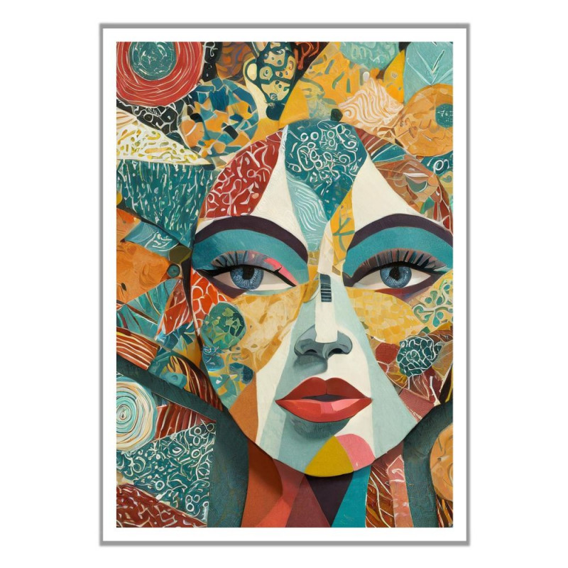 Wandbild 'Porträt aus Stoffkunst'