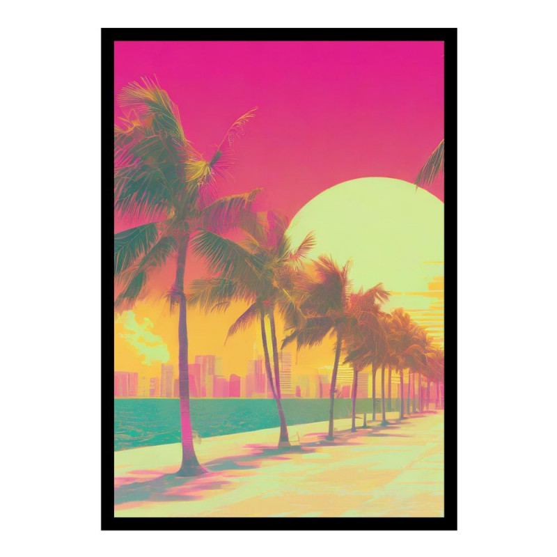 Wandbild '80er Miami Beach Sunset'