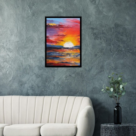 Wandbild 'Sonnenuntergang im Meer   Acrylmalerei'