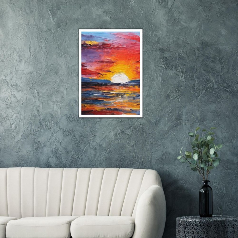 Wandbild 'Sonnenuntergang im Meer   Acrylmalerei'