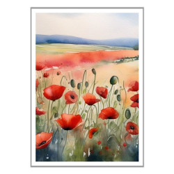 Wandbild 'Mohnfeld als gemaltes Aquarell'