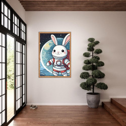 Wandbild 'Hasen Astronaut auf dem Mond'