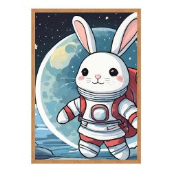 Wandbild 'Hasen Astronaut auf dem Mond'
