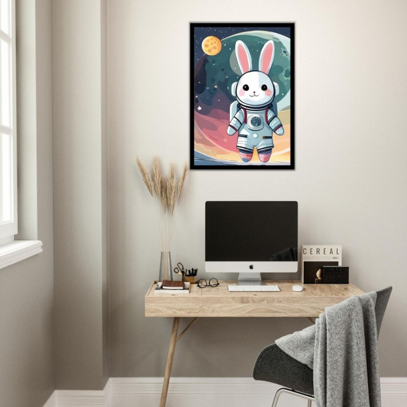 Wandbild 'Astronauten Hase auf dem Mond'