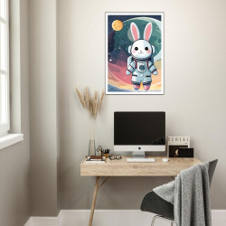 Wandbild 'Astronauten Hase auf dem Mond'