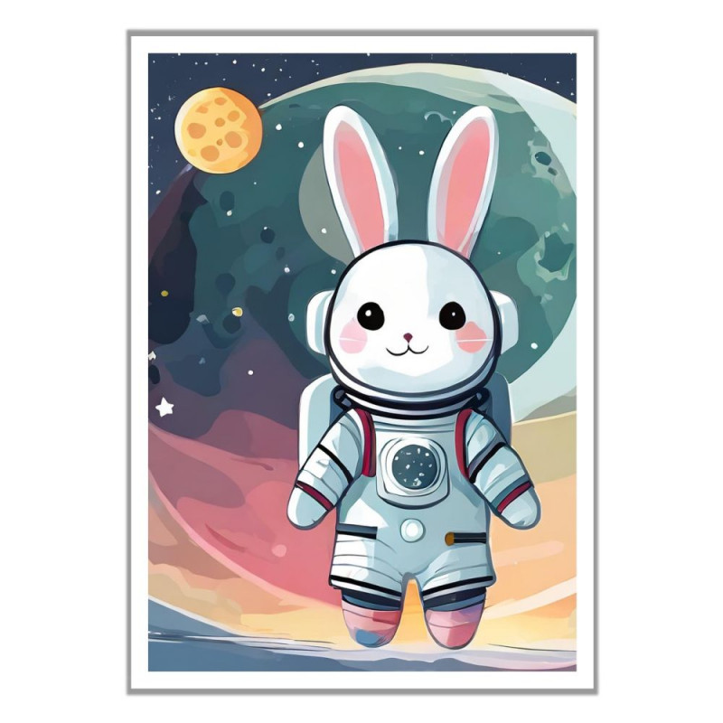 Wandbild 'Astronauten Hase auf dem Mond'