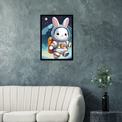 Wandbild 'Hasen Astronaut auf dem Mond'