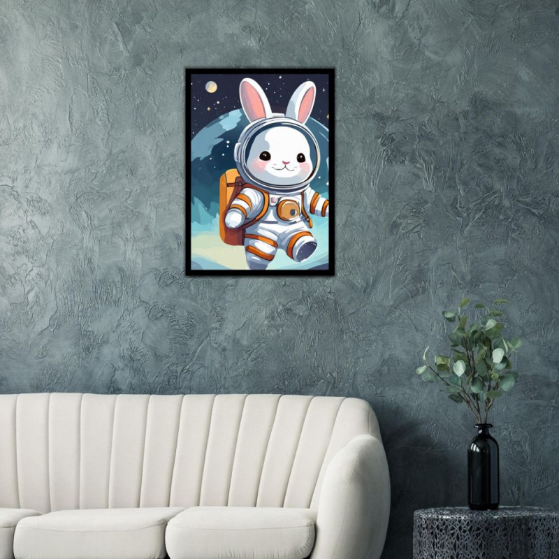 Wandbild 'Hasen Astronaut auf dem Mond'