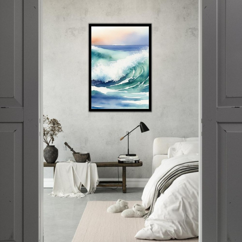 Wandbild 'Aquarellbild des Wellen im Meer'