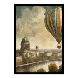 Wandbild 'Vintage Heißluftballon über Berlin'