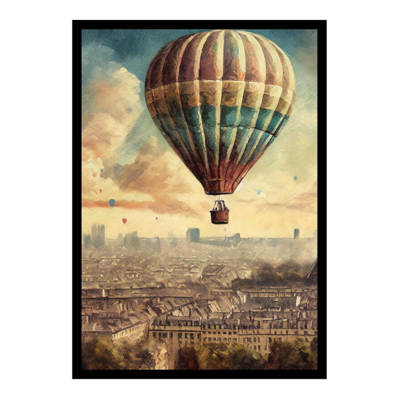 Wandbild 'Vintage Heißluftballon über Paris'