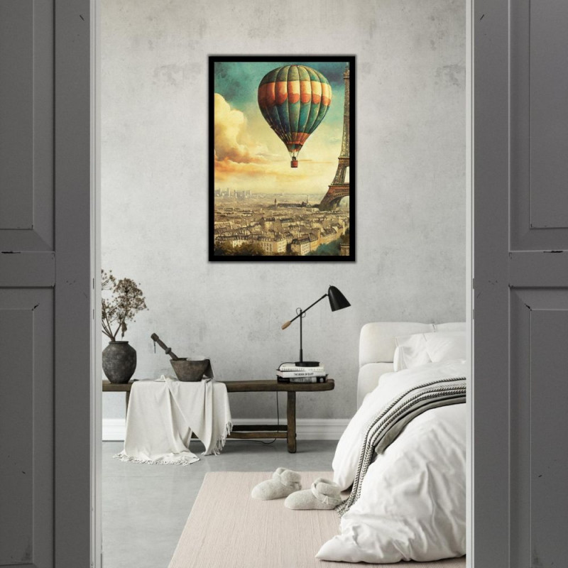 Wandbild 'Vintage Ballon Paris'