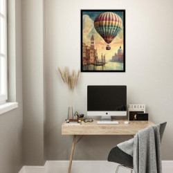 Wandbild 'Vintage Heißluftballon über Venedig'