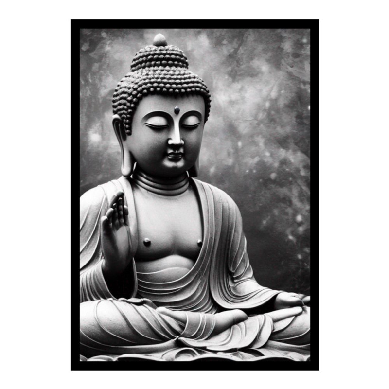 Wandbild 'Buddha in Schwarz Weiß'
