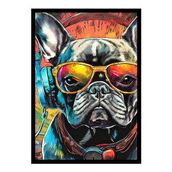 Wandbild 'Bunte Bulldogge im Graffiti Stil'