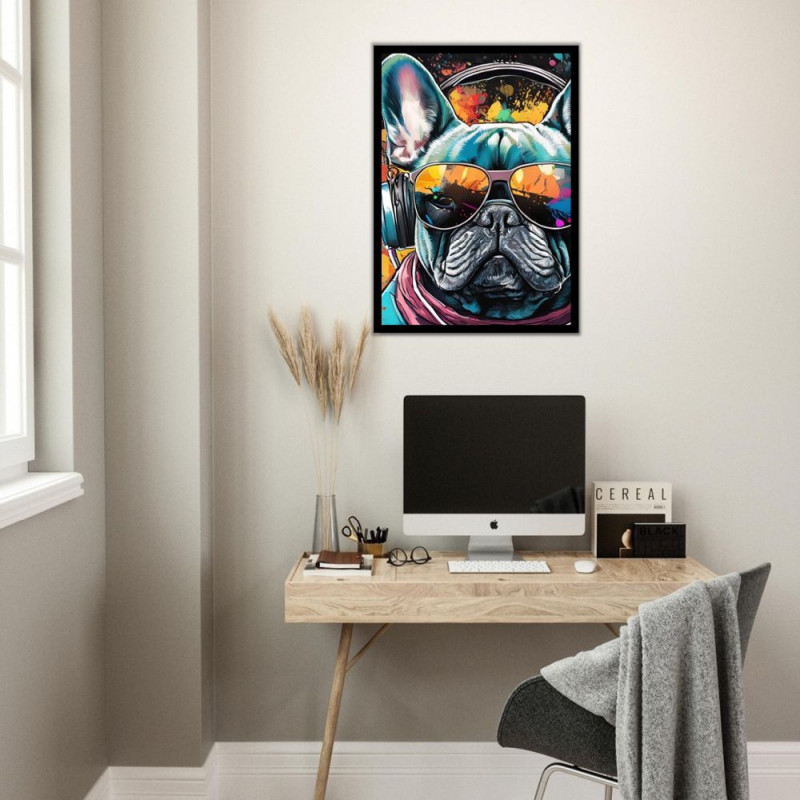 Wandbild 'Bunte Bulldogge im Graffiti Stil'