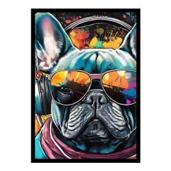 Wandbild 'Bunte Bulldogge im Graffiti Stil'