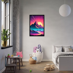 Wandbild 'Neon Berglandschaft'