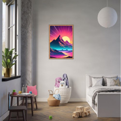 Wandbild 'Neon Berglandschaft'