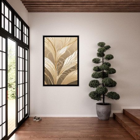 Wandbild 'Florales Linienmuster – Beige Illustrationen'