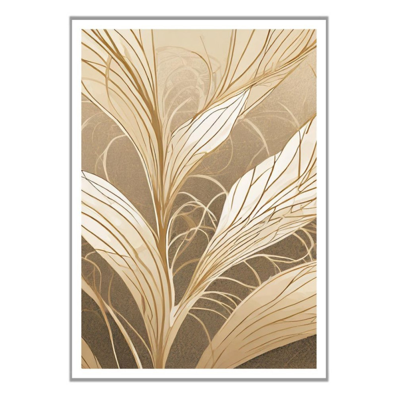 Wandbild 'Florales Linienmuster – Beige Illustrationen'