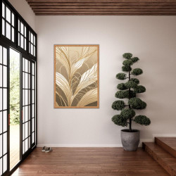 Wandbild 'Florales Linienmuster – Beige Illustrationen'