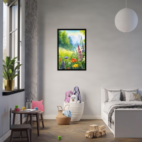 Wandbild 'Bunte Wildblumenwiese – lebendigen Farben'