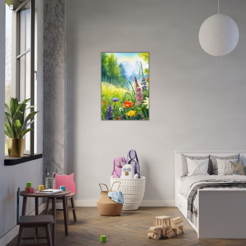 Wandbild 'Bunte Wildblumenwiese – lebendigen Farben'
