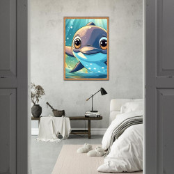 Wandbild 'Delfin im glitzernden Meer – Niedlich'