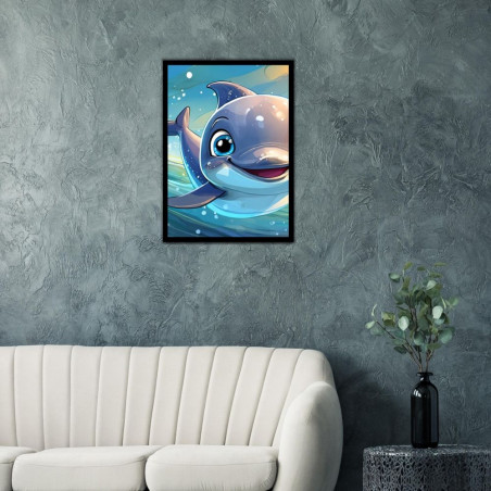 Wandbild 'Niedlicher kleiner Delfin mit großen Augen'