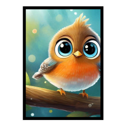 Wandbild 'Kleiner Vogel auf einem Ast – fröhliches Ambiente'