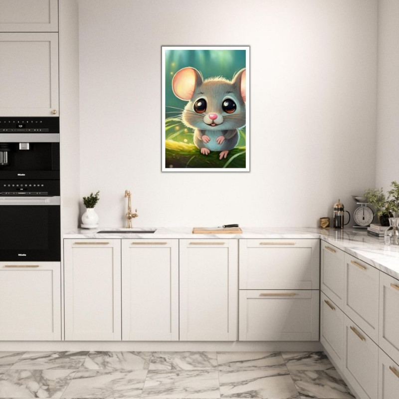 Wandbild 'Niedliche kleine Maus im Gras – Charmantes Kunstwerk'