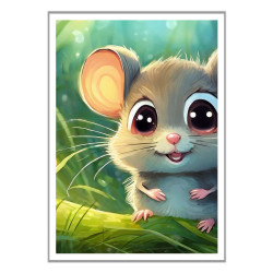Wandbild 'Kleine Maus im Gras – mit großen Augen'
