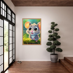 Wandbild 'Niedliche Maus im Gras – mit großen Augen'