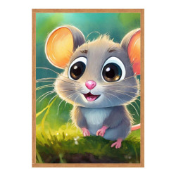 Wandbild 'Niedliche Maus im Gras – mit großen Augen'