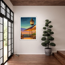 Wandbild 'Caféterrasse unter dem Sternenhimmel – Kunstwerk'
