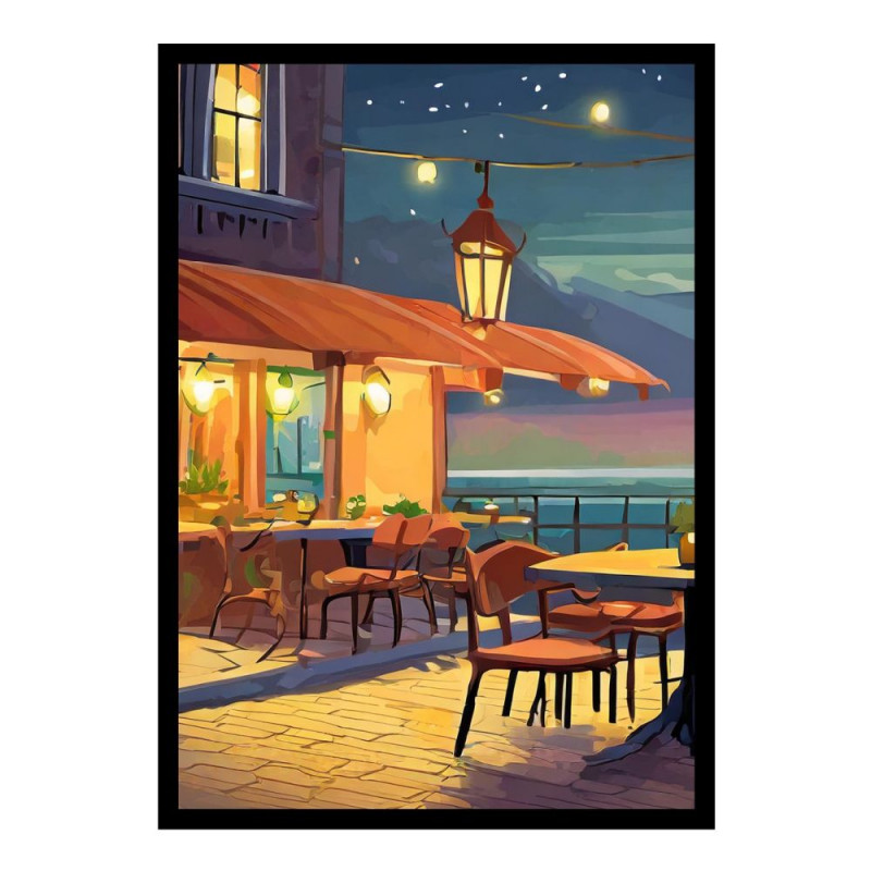 Wandbild 'Romantische Terrasse bei Nacht – Atmosphärisch'