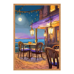 Wandbild 'Romantische Caféterrasse bei Nacht – Stimmungsvoll'