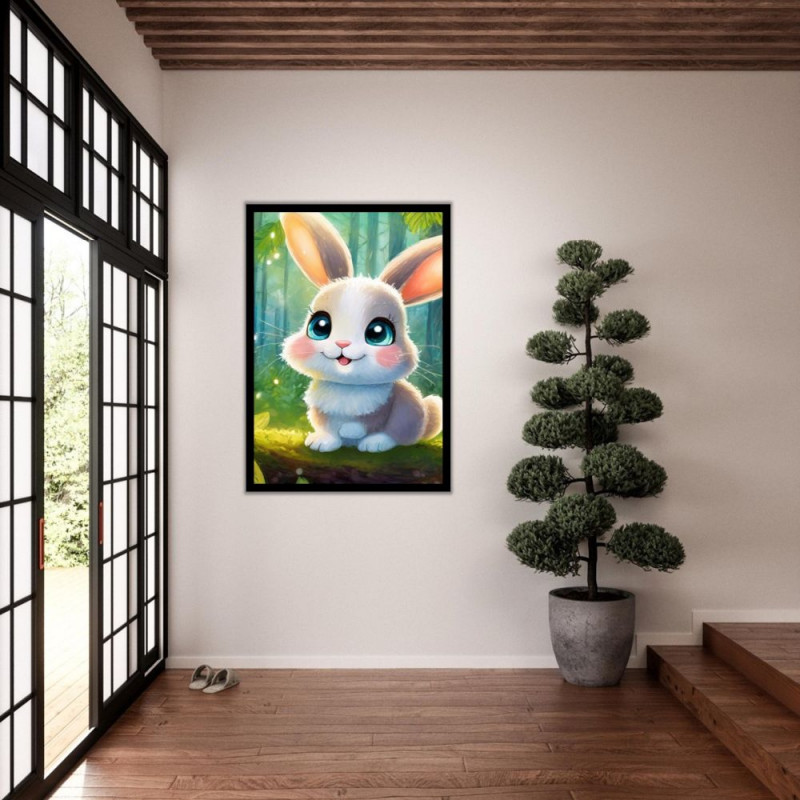 Wandbild 'Kleiner Hase im hellen Wald – Charmant'