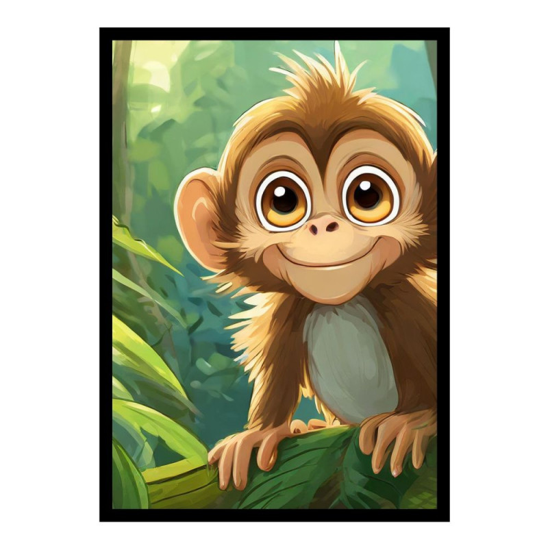 Wandbild 'Kleiner Affe im Dschungel – Niedliches Kunstwerk'