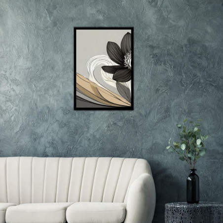 Wandbild 'Stilvolle Linienkunst – Schwarze Blume'