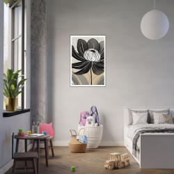 Wandbild 'Elegante Line Art – Schwarze Blume'