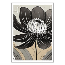 Wandbild 'Elegante Line Art – Schwarze Blume'