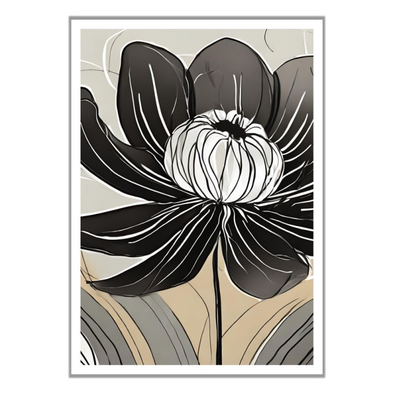 Wandbild 'Elegante Line Art – Schwarze Blume'