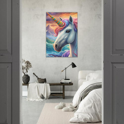 Wandbild 'Schönes Einhorn in Regenbogenfarben'