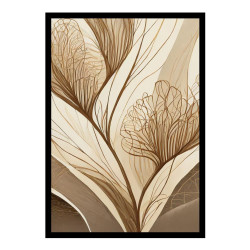 Wandbild 'Blumenlinien Design – Beige Illustrationen'