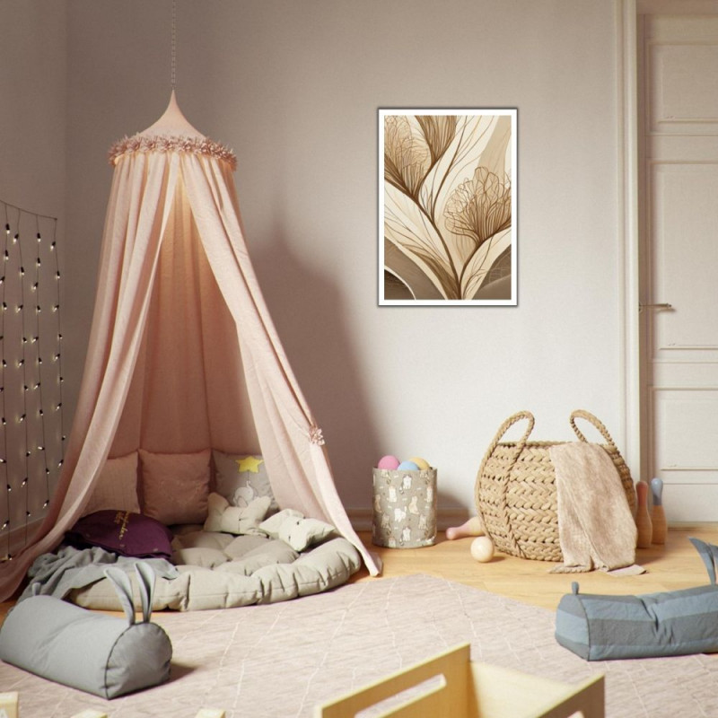 Wandbild 'Blumenlinien Design – Beige Illustrationen'