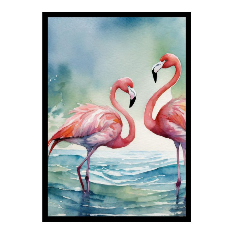 Wandbild 'Zarte Flamingos im Wasser – sanften Tönen'