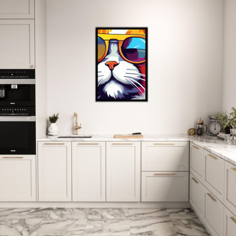 Wandbild 'Katze aus einer Pop Art Illustration'