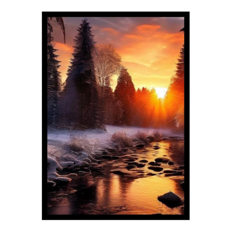 Wandbild 'Winter Wald im Sonnenuntergang'